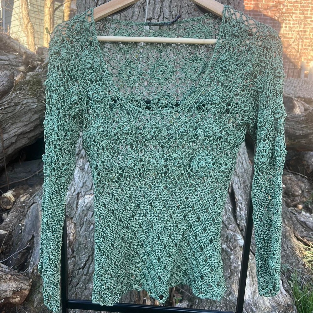Cute whimsy goth green lace top